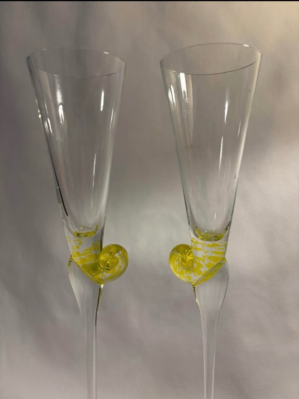 RARE..!!! vintage champagne, flute, glasses, snail art glass - Picture 6 of 13
